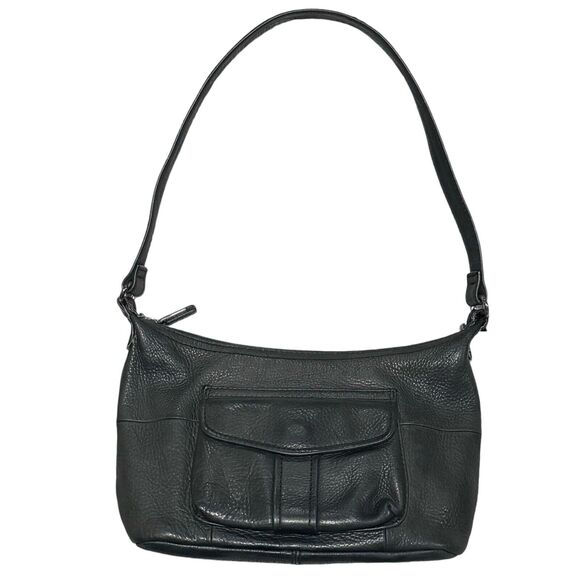 Vintage Fossil 1954 Black‎ Supple Pebbled Leather Shoulder Bag 75082 - Picture 1 of 13
